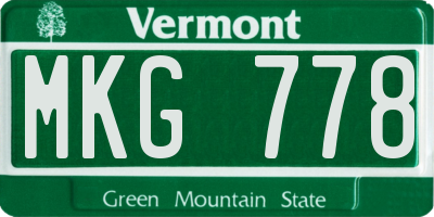 VT license plate MKG778