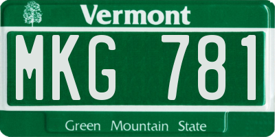 VT license plate MKG781