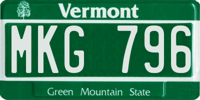 VT license plate MKG796