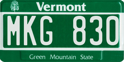 VT license plate MKG830