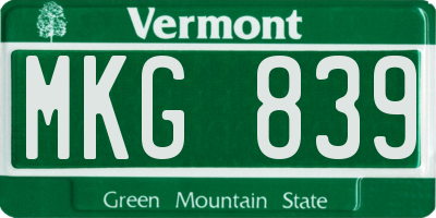 VT license plate MKG839