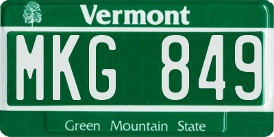 VT license plate MKG849