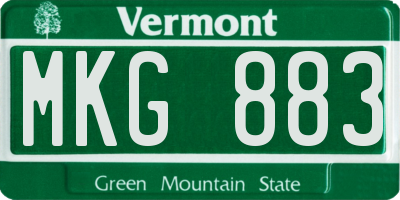 VT license plate MKG883