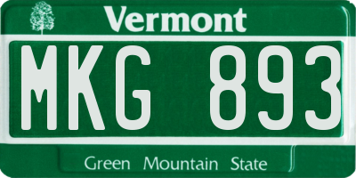 VT license plate MKG893