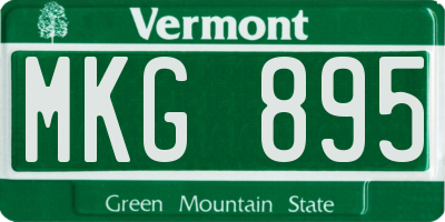 VT license plate MKG895
