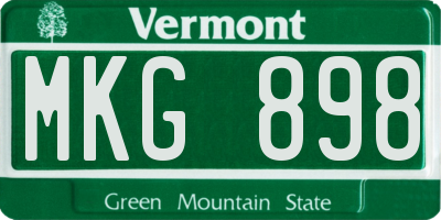 VT license plate MKG898