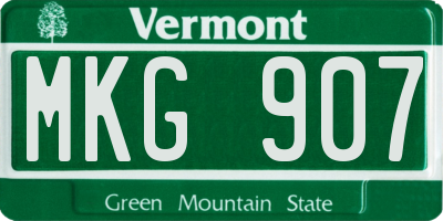 VT license plate MKG907