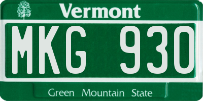 VT license plate MKG930