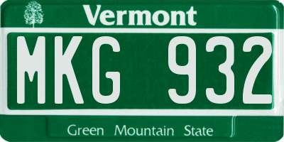 VT license plate MKG932