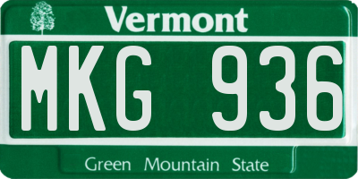 VT license plate MKG936