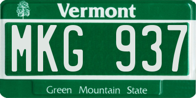 VT license plate MKG937