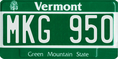 VT license plate MKG950