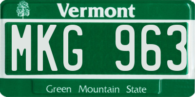 VT license plate MKG963