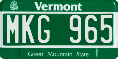 VT license plate MKG965