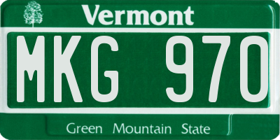 VT license plate MKG970
