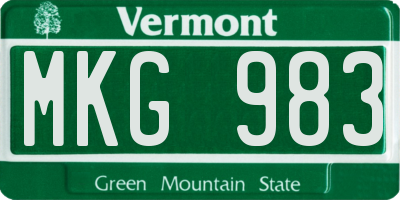 VT license plate MKG983