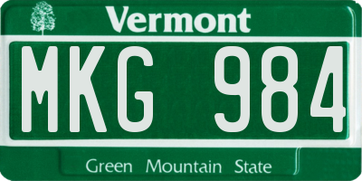 VT license plate MKG984