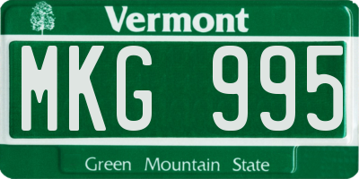 VT license plate MKG995
