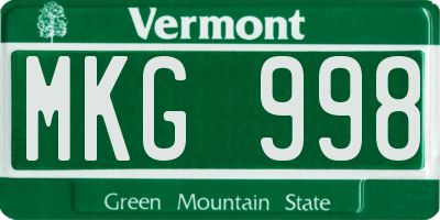 VT license plate MKG998