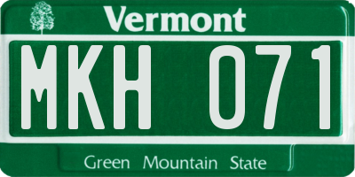 VT license plate MKH071