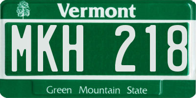 VT license plate MKH218
