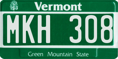 VT license plate MKH308