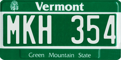 VT license plate MKH354
