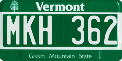 VT license plate MKH362