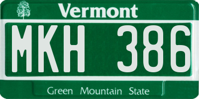 VT license plate MKH386