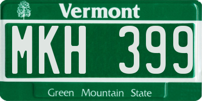 VT license plate MKH399