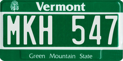 VT license plate MKH547