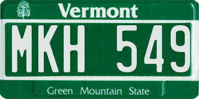 VT license plate MKH549