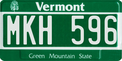VT license plate MKH596