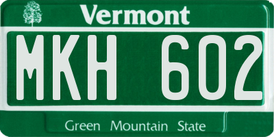 VT license plate MKH602