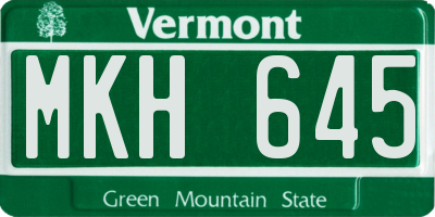 VT license plate MKH645