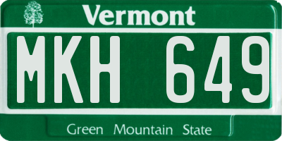 VT license plate MKH649