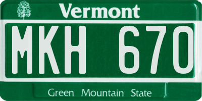VT license plate MKH670