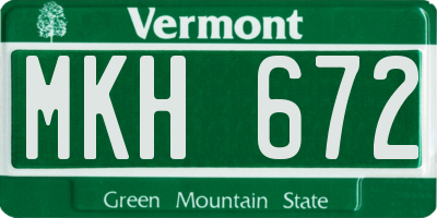 VT license plate MKH672