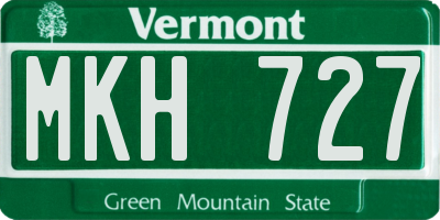VT license plate MKH727
