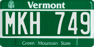 VT license plate MKH749