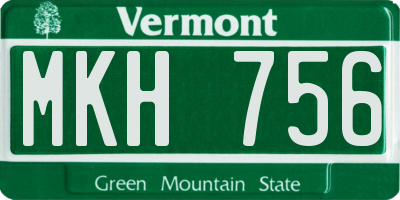 VT license plate MKH756