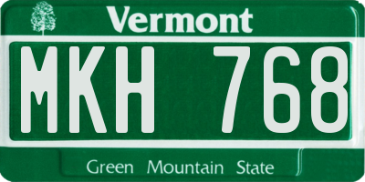 VT license plate MKH768