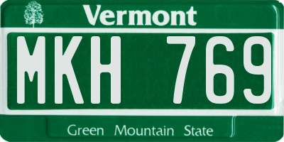 VT license plate MKH769