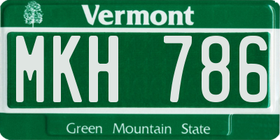 VT license plate MKH786