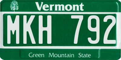 VT license plate MKH792