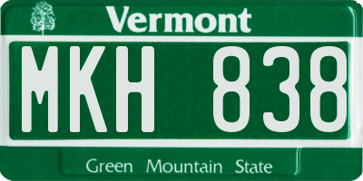 VT license plate MKH838