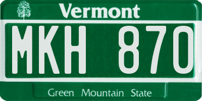 VT license plate MKH870