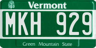 VT license plate MKH929