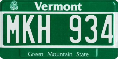 VT license plate MKH934