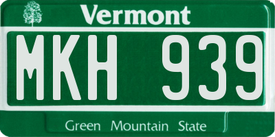 VT license plate MKH939